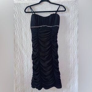 Ruby Rox Ruched Bodycon Rhinestone Spaghetti Strap Mini Dress
